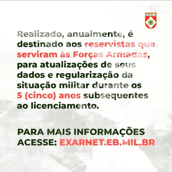 Exército brasileiro convoca para exercício de apresentação da